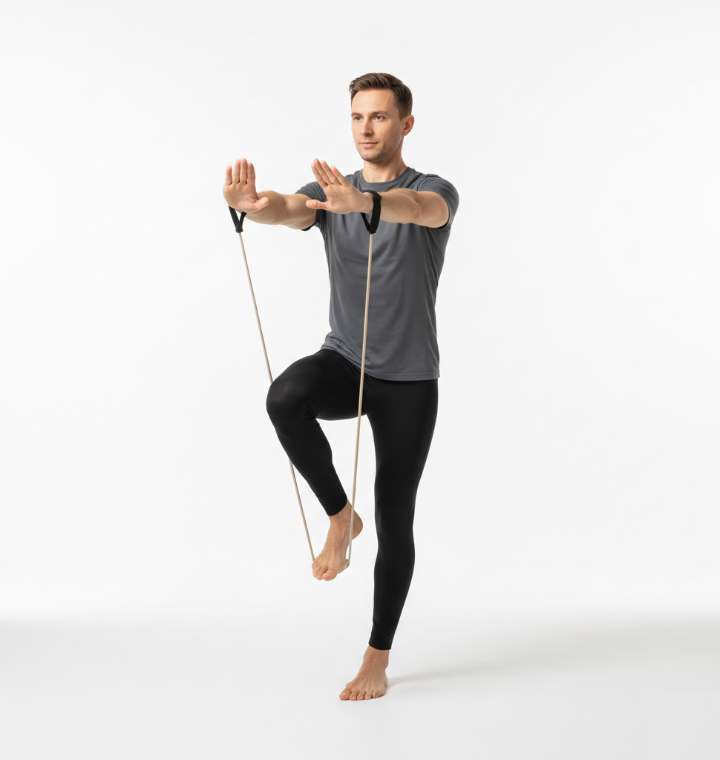 Insegnante di pilates esegue un esercizio di pilates